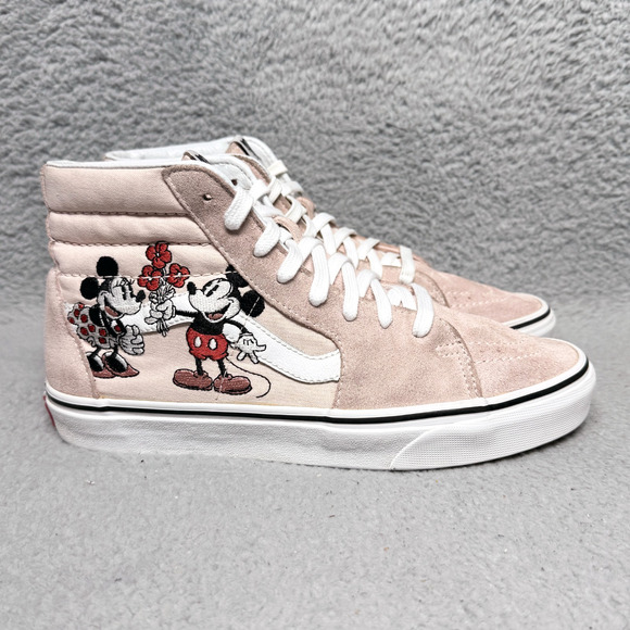 Vans Shoes - Vans x Disney Sk8 Hi Mickey Minnie Flowers Womens Size 10 Sneakers Pink Leather